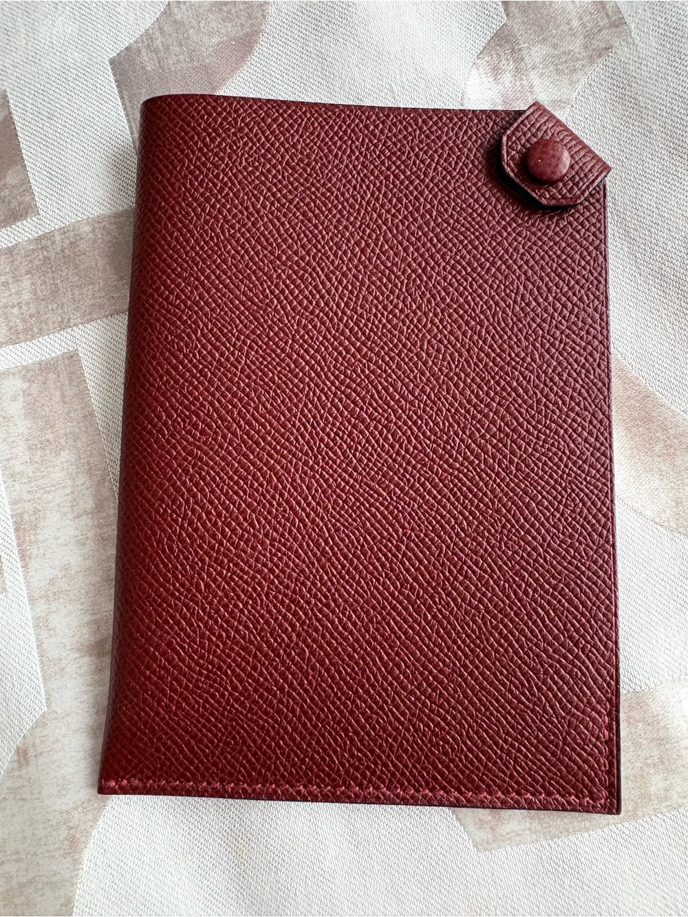 Hermes Burgundy Textured Leather Notebook Cover